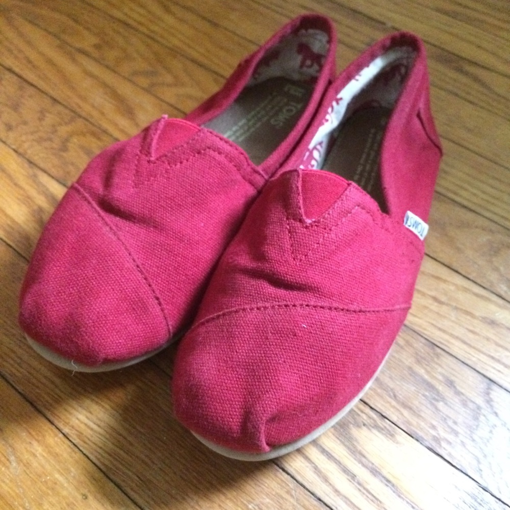 TOMS Red Canvas Flats